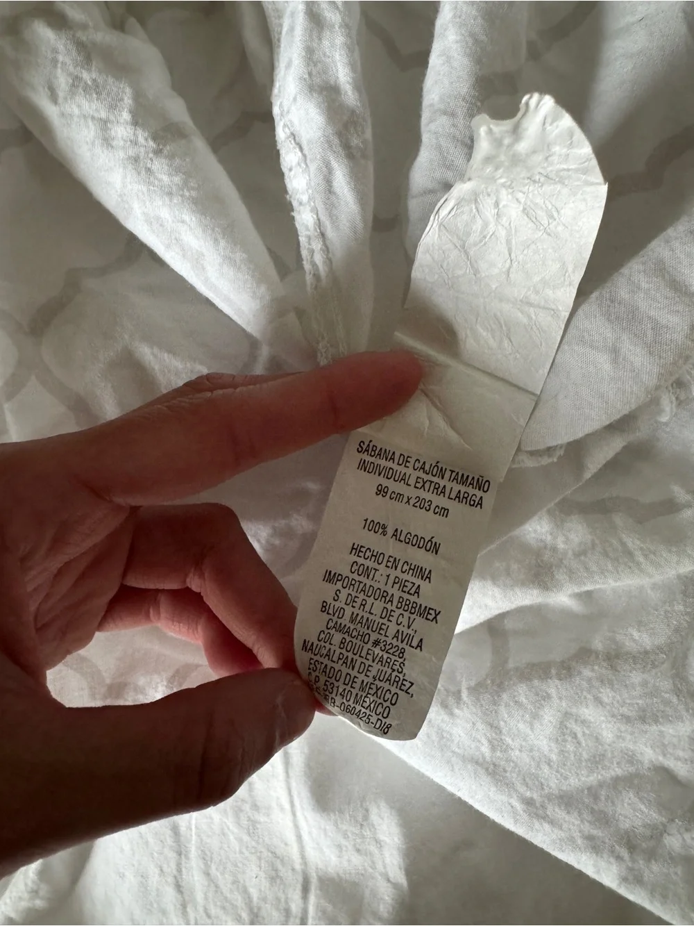 Twin XL Fitted Sheet 100% Cotton Grey Trellis Print White Quatrefoil Bedding TXL